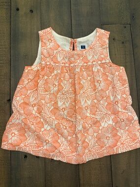 Janie & Jack Girls size 2T, Floral Sleeveless Tank Top in Coral and White